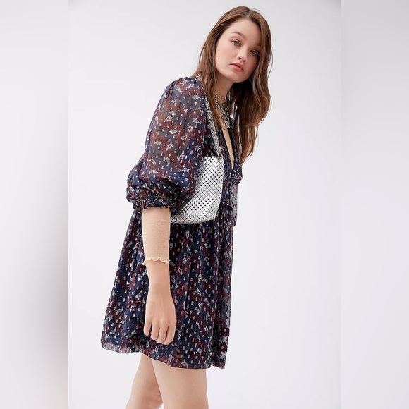 Urban Outfitters UO Printed Chiffon Mini Dress (D4) - Picture 4 of 10